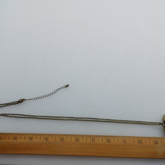 2 Heart Necklace Bronze or Brass Tone Blue Flower & Silver Tone Clear Stones - Picture 10 of 11